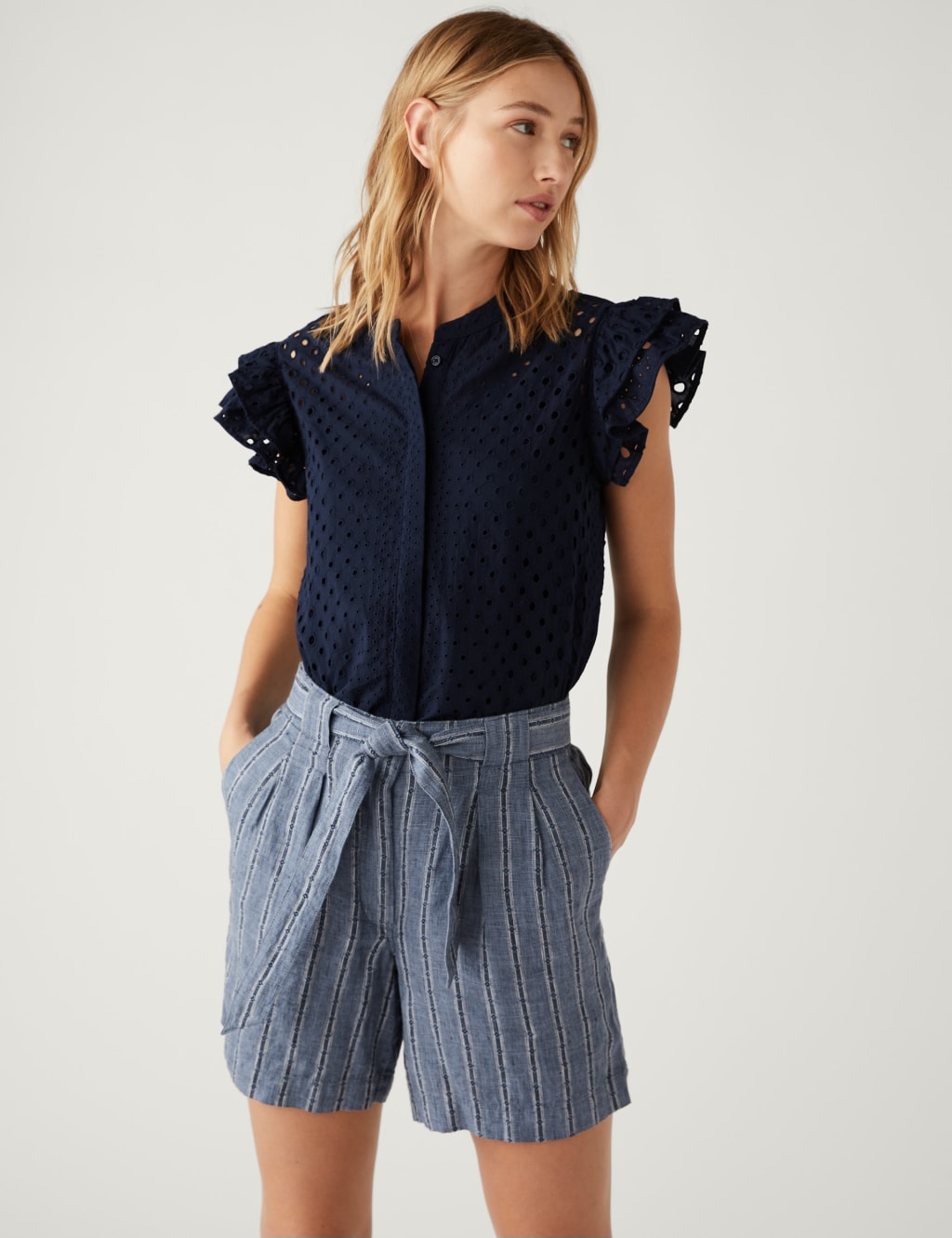 Pure Cotton Broderie Frill Detail Top image 3