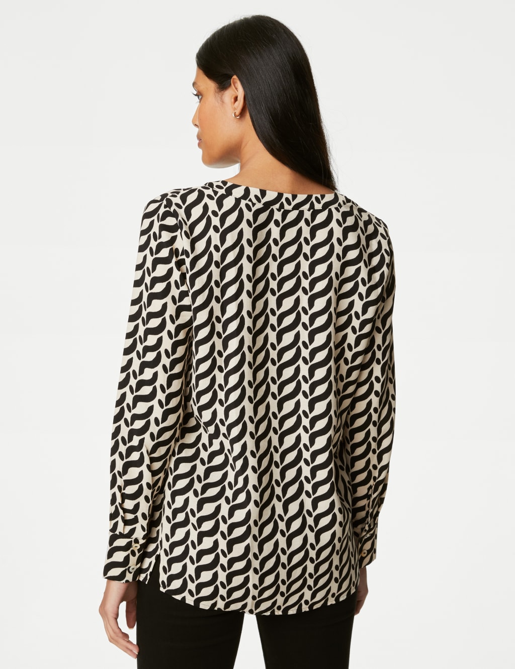 Printed V-Neck Popover Blouse image 5