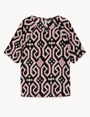 

Womens M&S Collection Printed Top - Pink Mix, Pink Mix