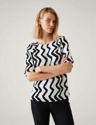 

Womens M&S Collection Printed Top - Ivory Mix, Ivory Mix