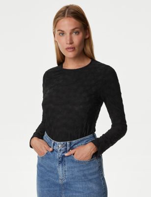 

Womens M&S Collection Jersey Textured Top - Black, Black