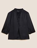 Tie Neck Frill Detail 3/4 Sleeve Blouse