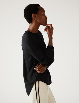 

Womens M&S Collection Langarmoberteil mit Rundhals - Black, Black
