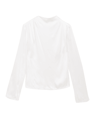 

Womens M&S Collection Langarm-Oberteil mit hohem Ausschnitt und Biesenapplikation - Light Cream, Light Cream