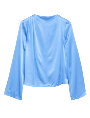 

Womens M&S Collection High Neck Pintuck Long Sleeve Top - Fresh Blue, Fresh Blue