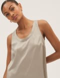 Satin Round Neck Sleeveless Cami Top