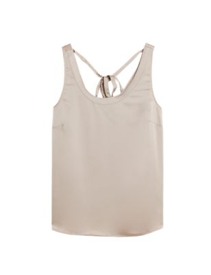 

Womens M&S Collection Satin Round Neck Sleeveless Cami Top - Fawn, Fawn