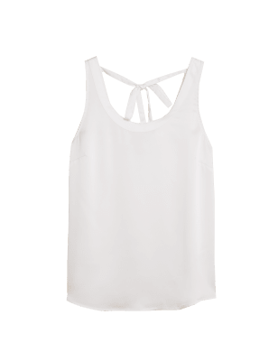 

Womens M&S Collection Satin Round Neck Sleeveless Cami Top - Ivory, Ivory