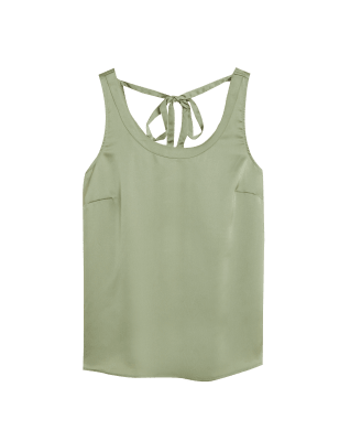 

Womens M&S Collection Satin Round Neck Sleeveless Cami Top - Fern Green, Fern Green