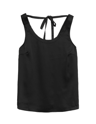 

Womens M&S Collection Satin Round Neck Sleeveless Cami Top - Black, Black