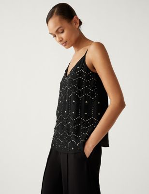 

Womens M&S Collection Embellished Cami Top - Black, Black