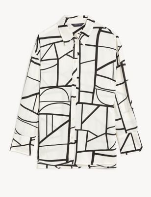 Geometric Collared Longline Shirt