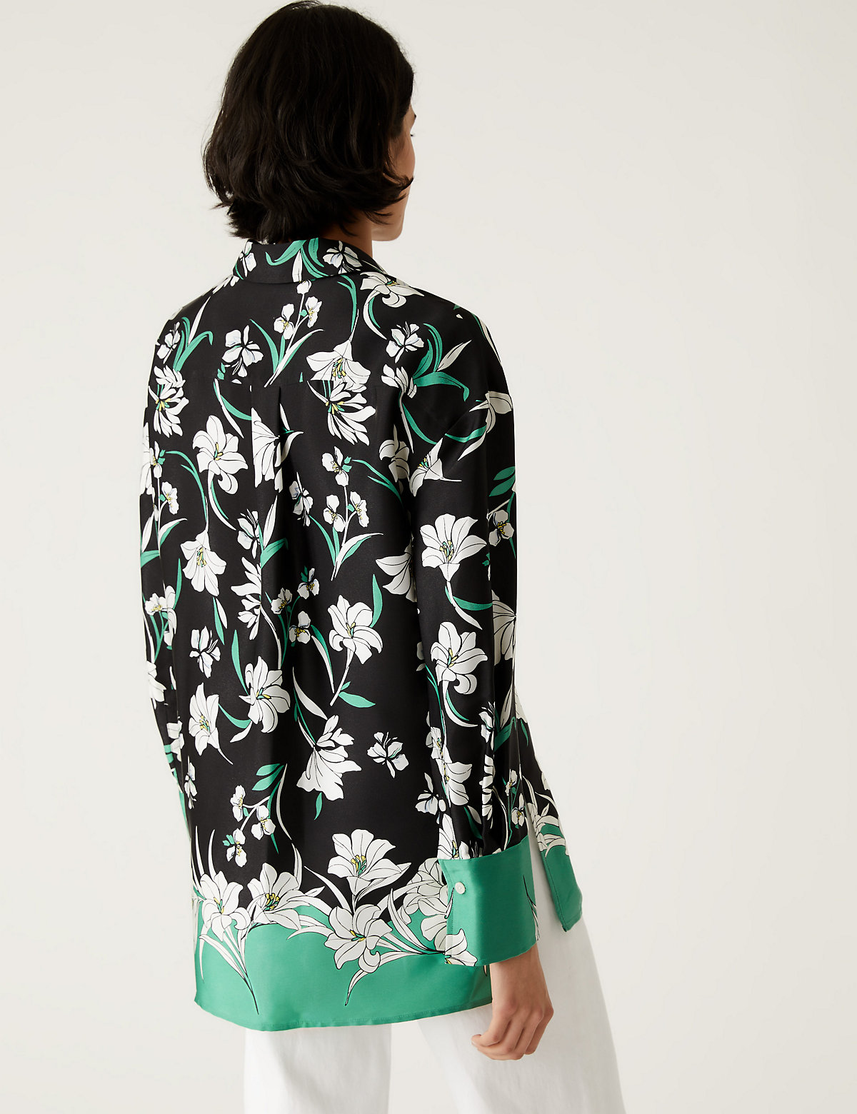 Floral Collared Longline Shirt