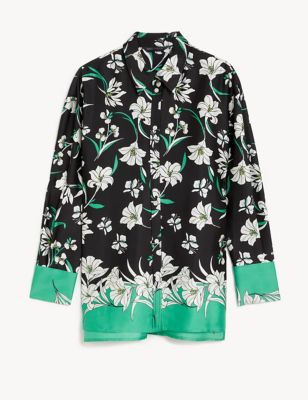 Floral Collared Longline Shirt