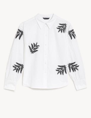 Linen Rich Embroidered Collared Shirt