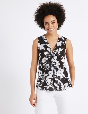 Floral Print Frill Detail Shell Top