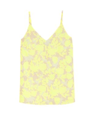 

Womens M&S Collection Linen Rich Floral V-Neck Cami Top - Yellow Mix, Yellow Mix