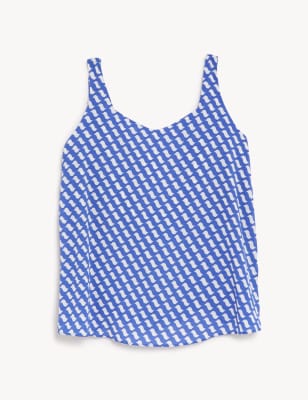 

Womens M&S Collection Printed V-Neck Cami Top - Blue Mix, Blue Mix