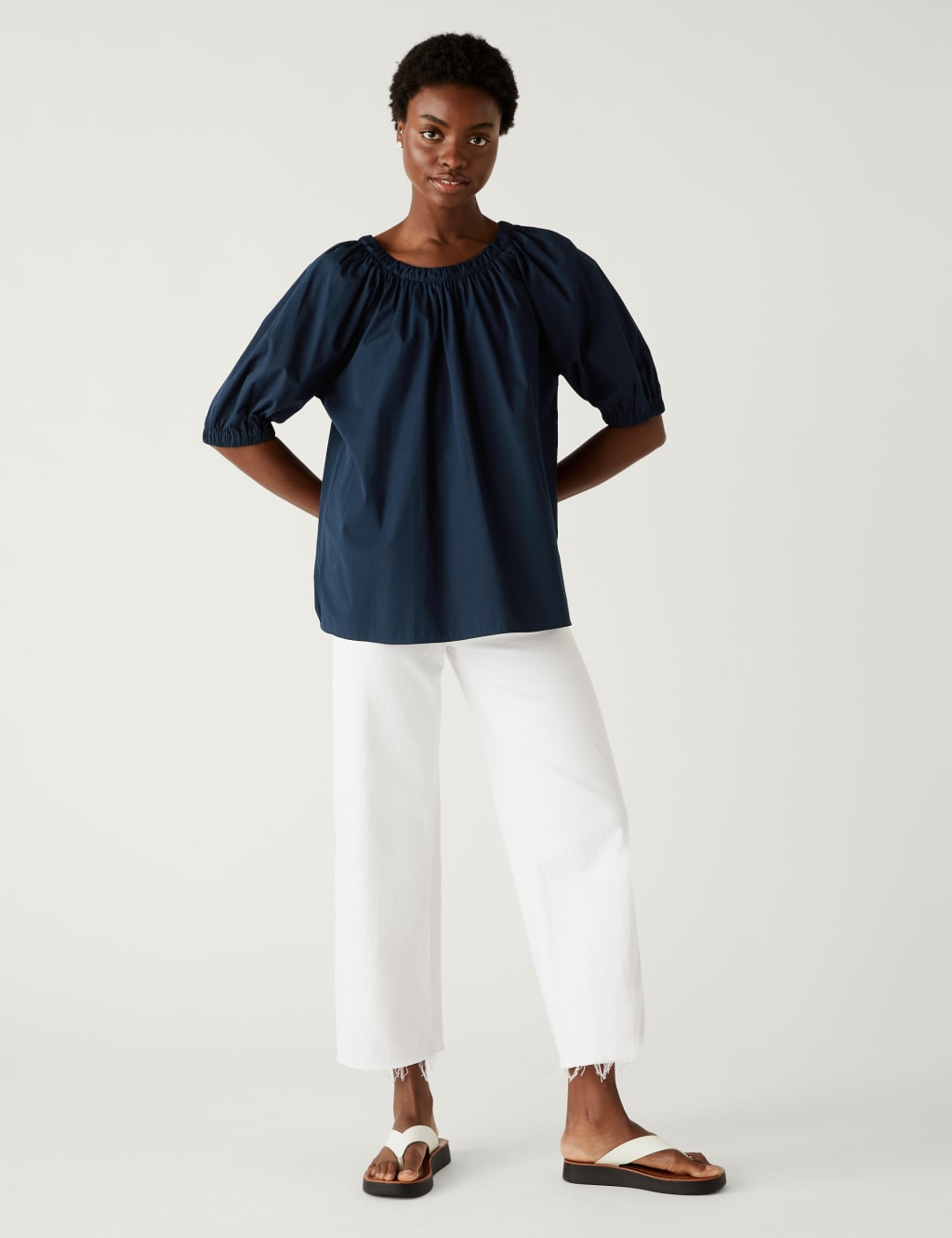 Pure Cotton Round Neck Blouse image 2