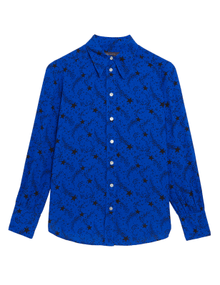 

Womens M&S Collection Star Print Collared Shirt - Blue Mix, Blue Mix
