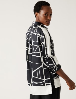 

M&S Collection Camisa con cuello estampadaWomens - Black Mix, Black Mix