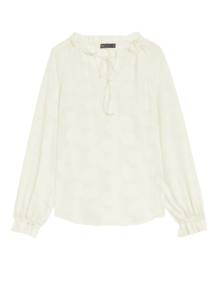 

Womens M&S Collection Jacquard V-Neck Popover Blouse - Ivory, Ivory