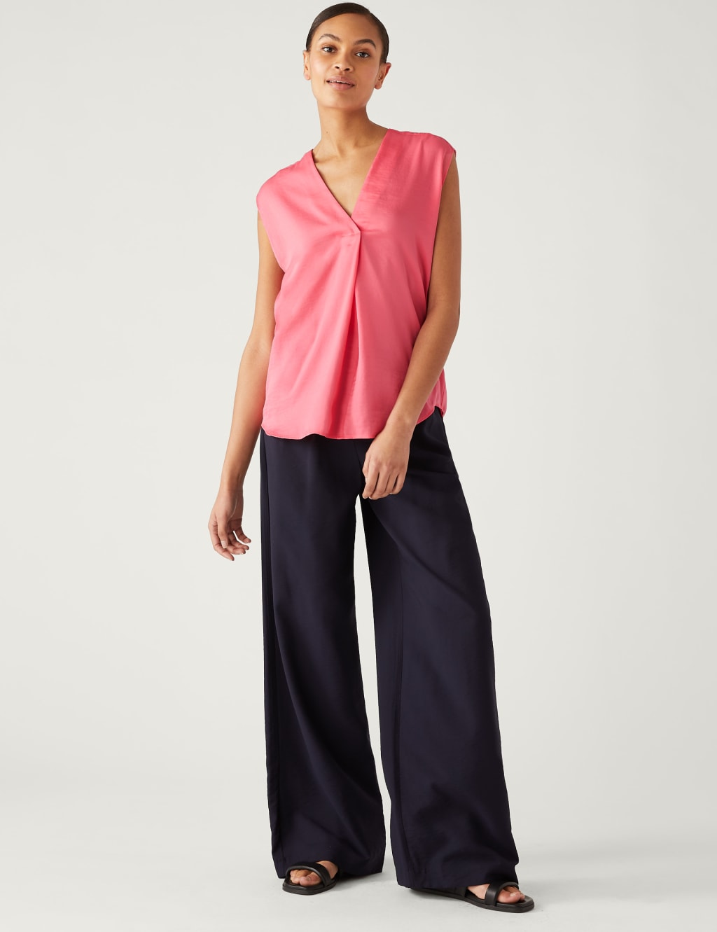 Satin V-Neck Popover Blouse image 2