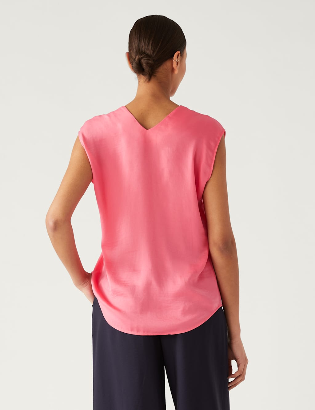Satin V-Neck Popover Blouse image 4