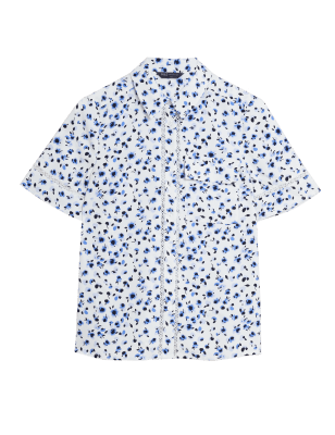 

M&S Collection Camisa floral con postizo de encaje con cuelloWomens - Ivory Mix, Ivory Mix