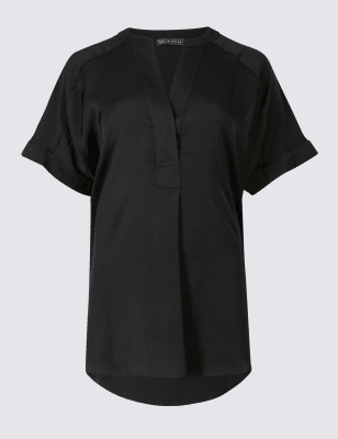 Popover Notch Neck Short Sleeve Blouse | M&S Collection | M&S