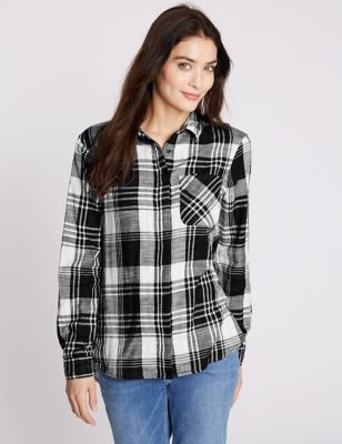 Pure Cotton Checked Long Sleeve Shirt