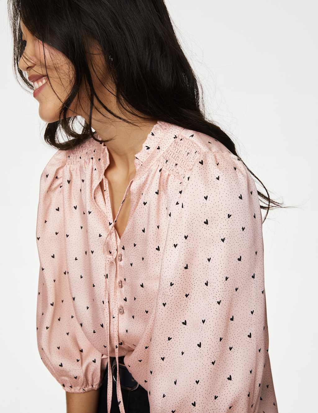 Printed V-Neck Frill Detail Blouse image 4