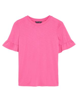 

Womens M&S Collection Modal Rich Round Neck Regular Fit T-Shirt - Rose Pink, Rose Pink
