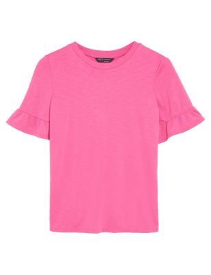 

Womens M&S Collection Modal Rich Round Neck Regular Fit T-Shirt - Rose Pink, Rose Pink