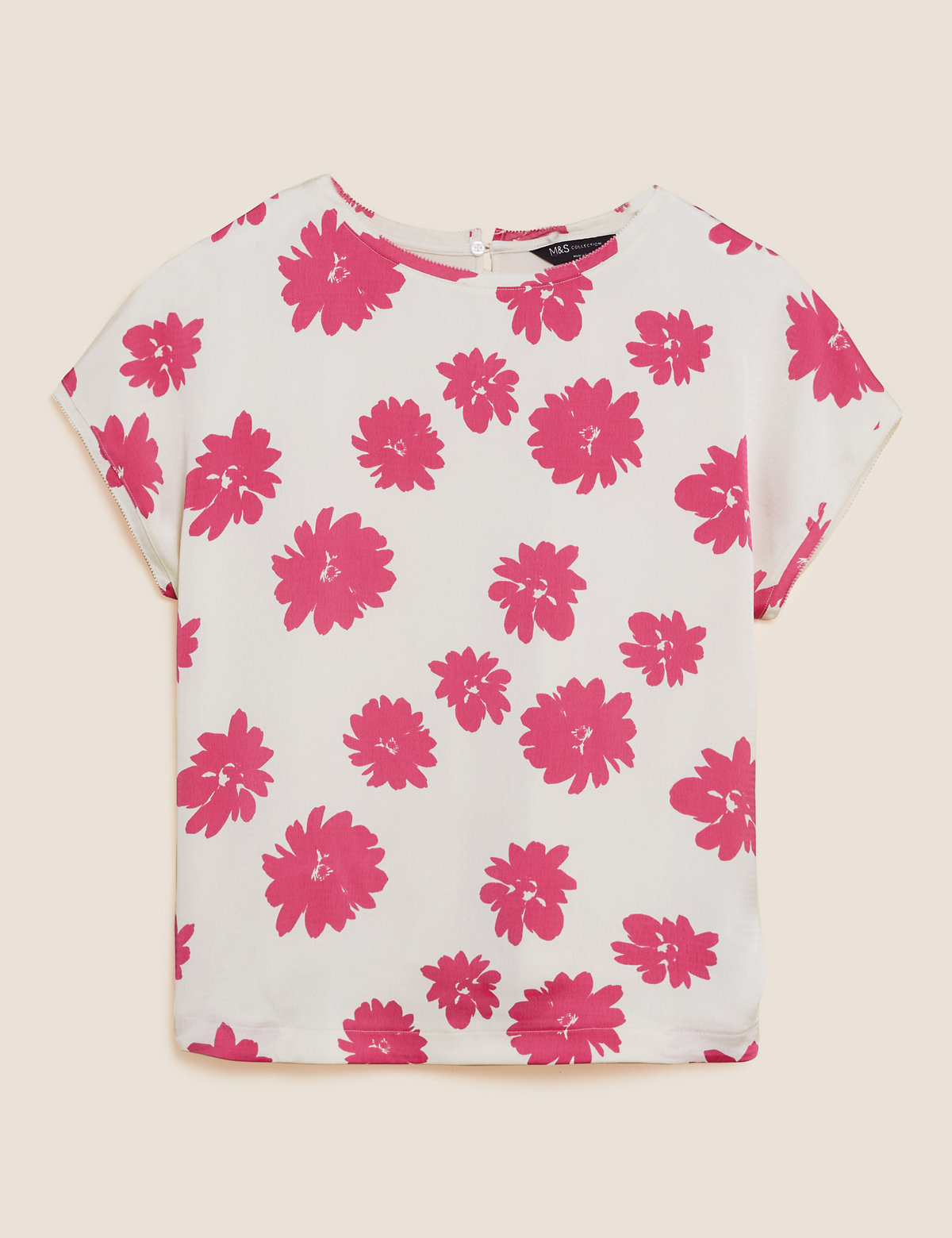 Floral Slash Neck Relaxed Short Sleeve Top