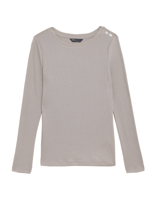 

Womens M&S Collection Jersey Ribbed Slash Neck Regular Fit Top - Fawn, Fawn