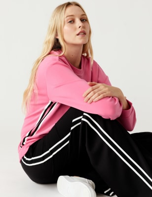 

Womens M&S Collection Side Stripe Round Neck Sweatshirt - Medium Pink, Medium Pink