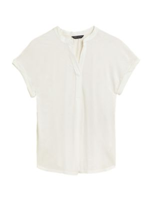

Womens M&S Collection Jersey V-Neck Short Sleeve Popover Blouse - Ivory, Ivory