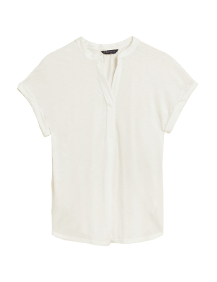 

Womens M&S Collection Jersey V-Neck Short Sleeve Popover Blouse - Ivory, Ivory