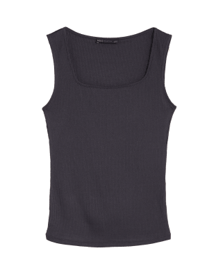 

M&S Collection Top ajustado acanalado de escote cuadradoWomens - Moondust, Moondust