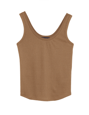 

Womens M&S Collection Ribbed Scoop Neck Sleeveless Vest Top - Spice, Spice