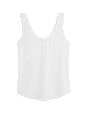 

Womens M&S Collection Ribbed Scoop Neck Sleeveless Vest Top - Ivory, Ivory