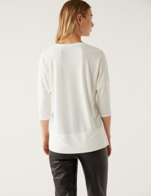 

Womens M&S Collection Jersey Studded Regular Fit Boxy Top - Ivory, Ivory