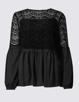 Velvet Lace Blouse | Indigo Collection | M&S