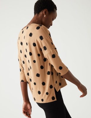 

M&S Collection Blusa floral con cuello redondo de ajuste estándarWomens - Black Mix, Black Mix