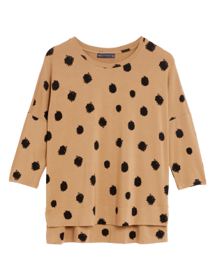 

M&S Collection Blusa floral con cuello redondo de ajuste estándarWomens - Black Mix, Black Mix