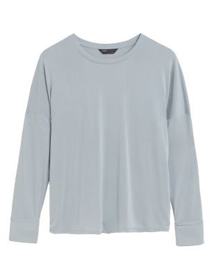 

Womens M&S Collection Modal Rich Round Neck Regular Fit Top - Platinum, Platinum