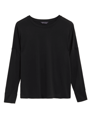 

Womens M&S Collection Modal Rich Round Neck Regular Fit Top - Black, Black