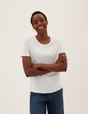 

Womens M&S Collection Modal Rich Scoop Neck T-Shirt - Light Cream, Light Cream