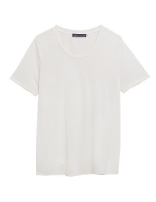 

Womens M&S Collection Modal Rich Scoop Neck T-Shirt - Light Cream, Light Cream